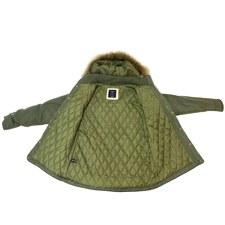 
New Style Army Green Parka Padding Jacket Winter Ladies Fur Parkas Women Coats 
