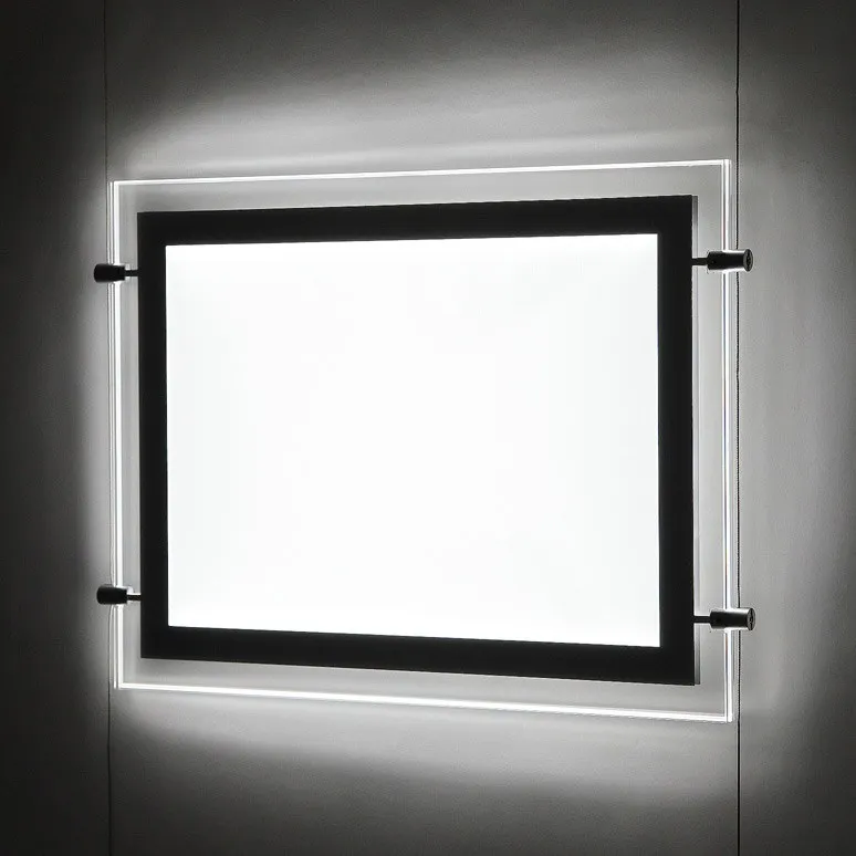 Crystal led Real estate window display frames A3 A4 cable wires hanging kits double side magnetic acrylic light box