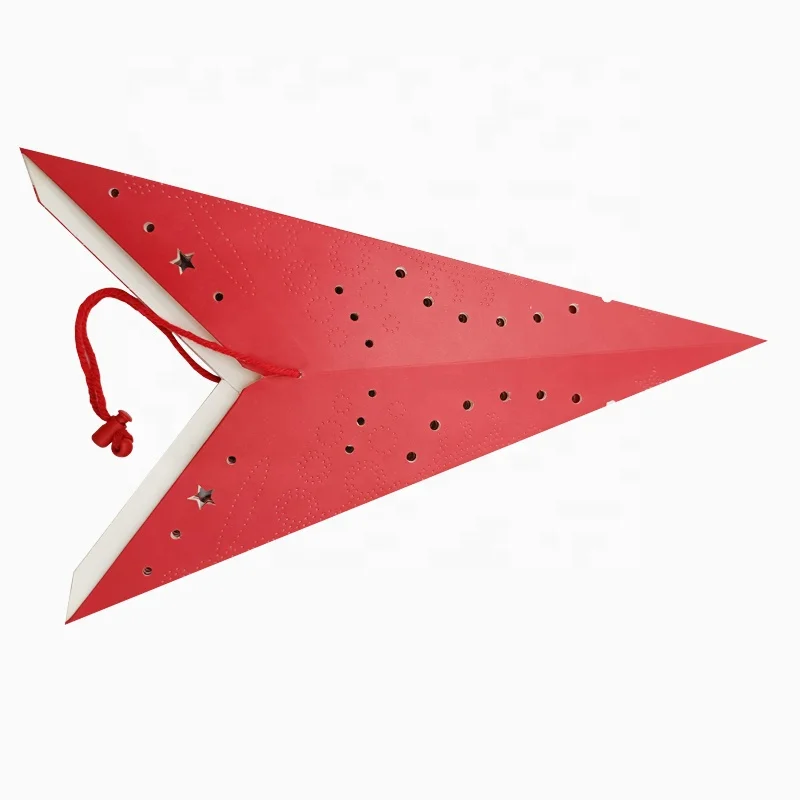 Red Embroidered Paper Star Light Decor Large Hanging Paper Star Lantern Christma Decoration