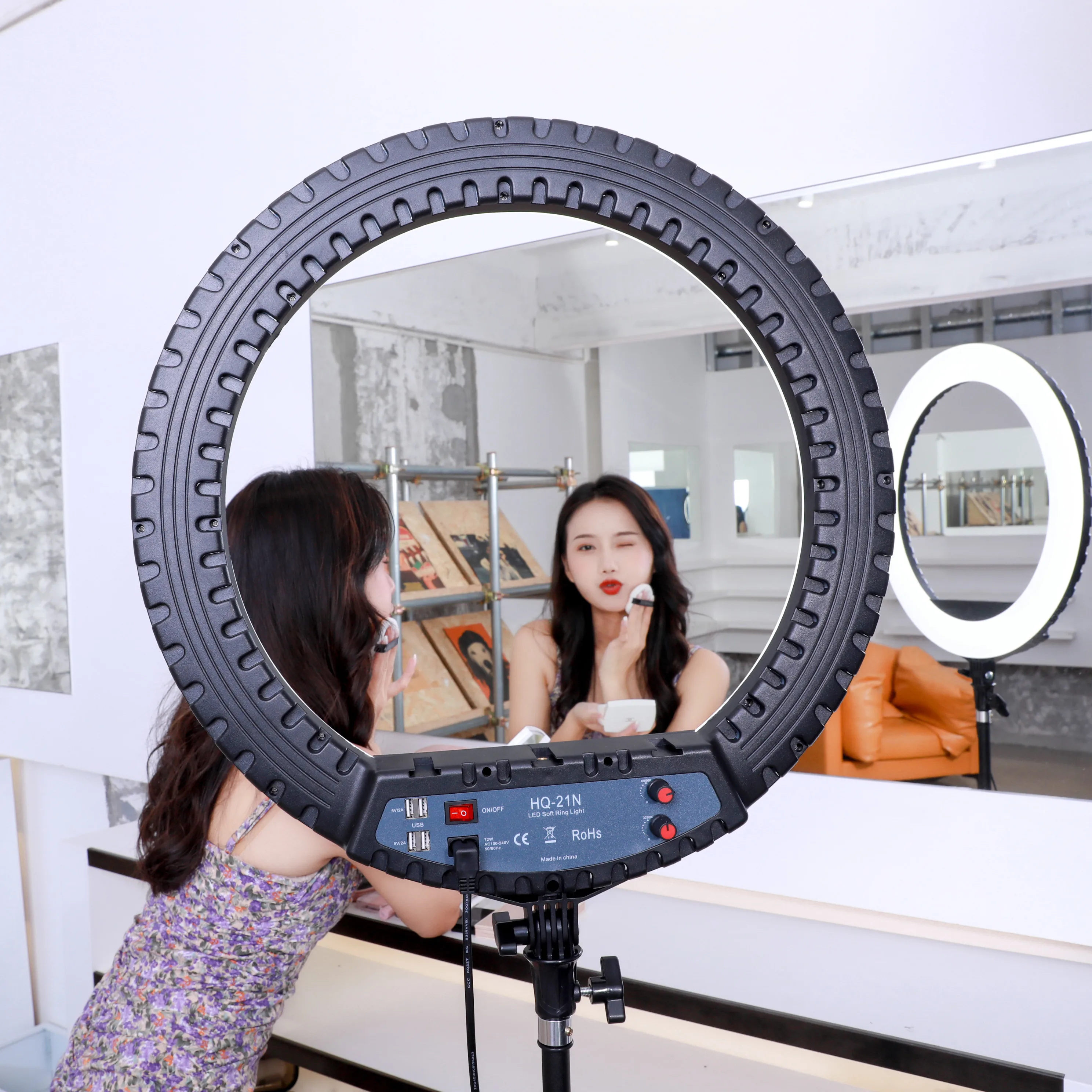 Выдвижной светодиодный светильник 21 дюйм для видеосъемки в реальном времени кольцевой светильник для красивой фотосъемки селфи со штативом //