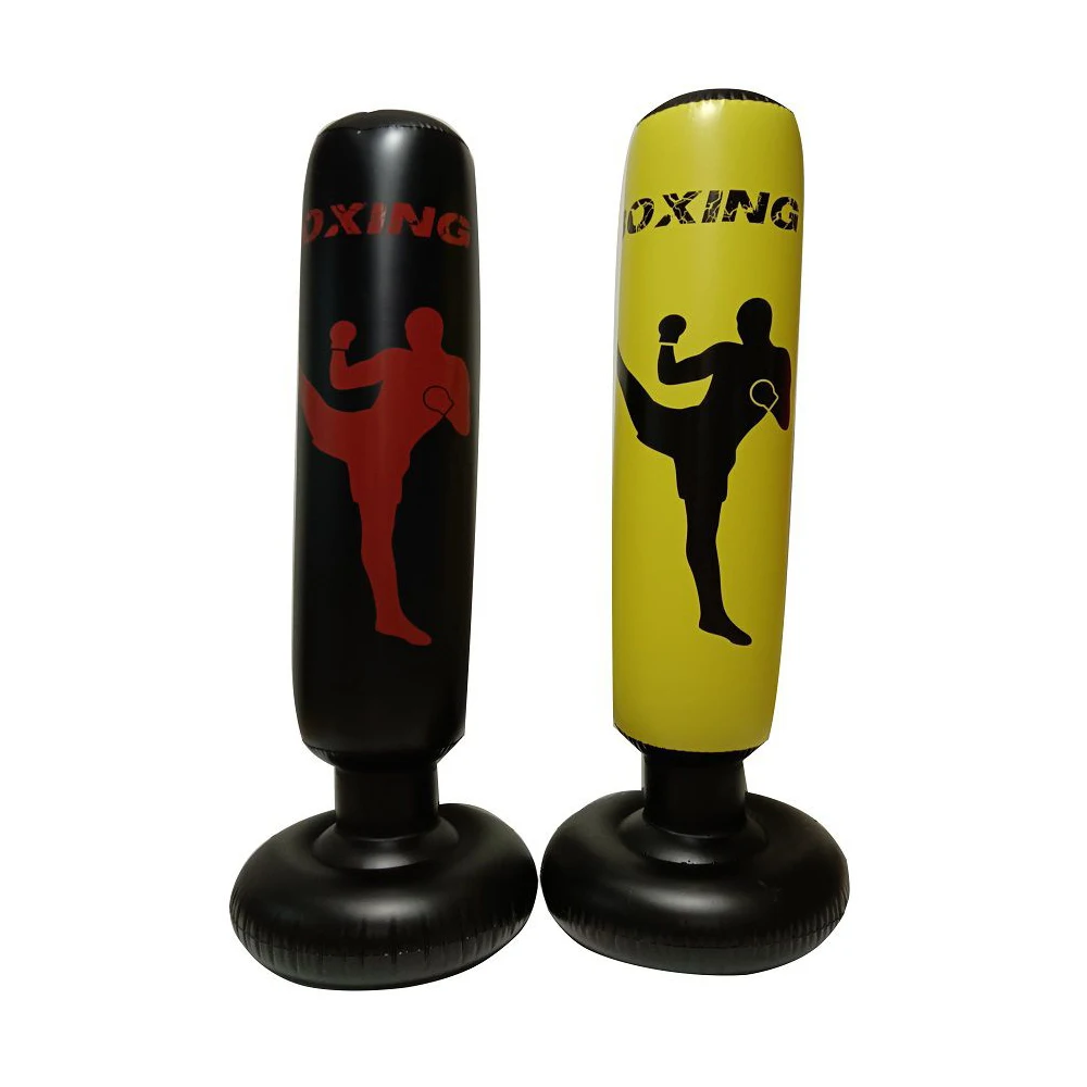 Black Yellow 67 Inch Free Standing PVC Inflatable Punching Boxing Bag for Kids,Boys and Girls
