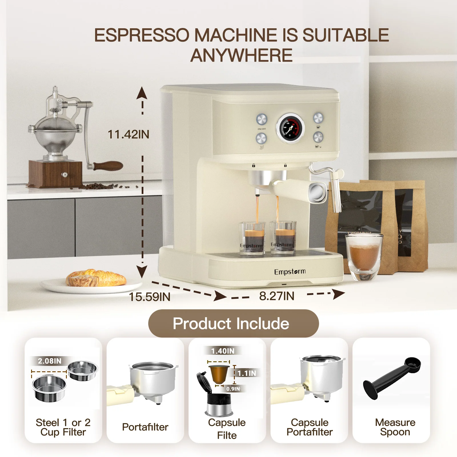 Empstorm 2024  Portable Espresso Coffee Brewer Machine 20bar coffee making machine commercial Cappuccino Machine