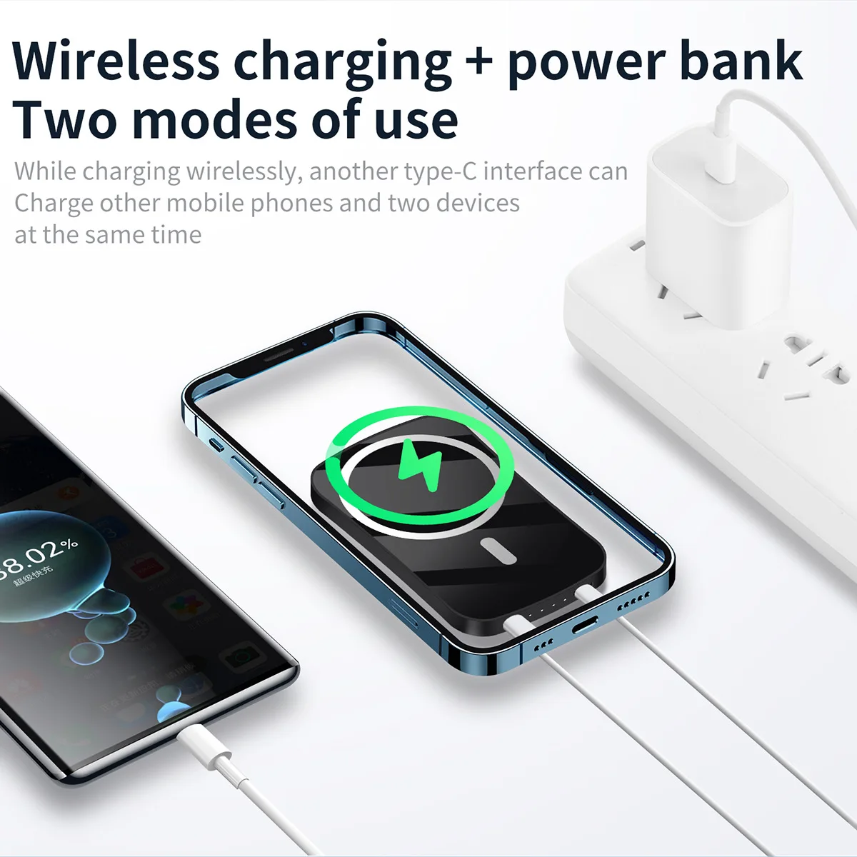 Custom logo mini magnetic wireless large capacity power bank easy to carry for travel 20w fast charging power bank