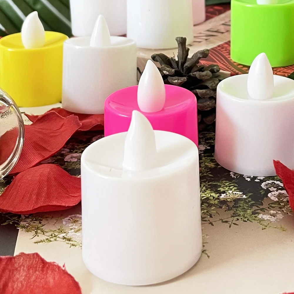 Wholesale Mini LED Tea Light Candle Plastic Flickering Flame Battery Operated Pillar LED candles tealight for wedding home decor