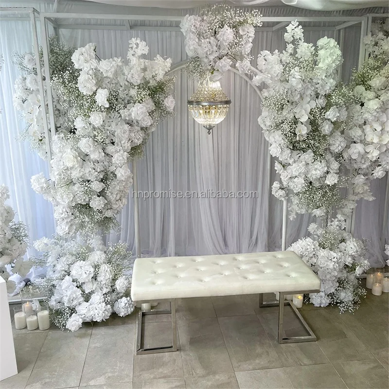 Hot Sale Large Artificial Flower White Square Wedding Arch for Event Backdrop Decoration