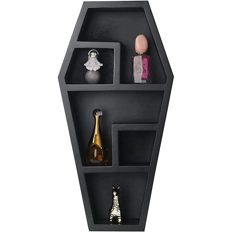 Large Wood Coffin Shelf  20x11x5 Spooky Gothic Decor for Bathroom   Living Room or Bedroom- Black - - Comes Fully Assembled
