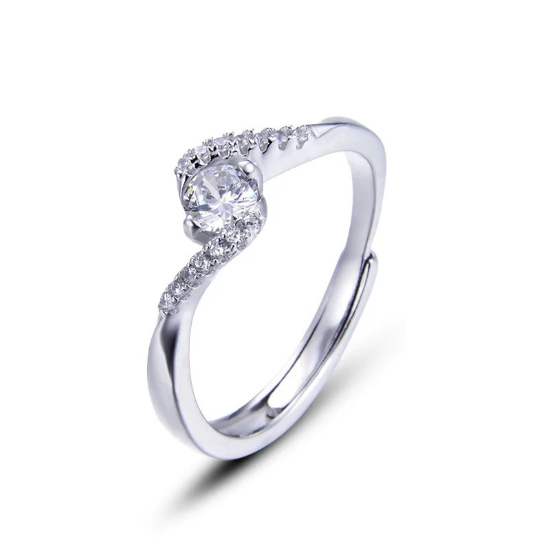 100% Real S925 Sterling Silver Cubic Zirconia Promise Halo Engagement Promise Eternity Ring for Women FBA Dropship