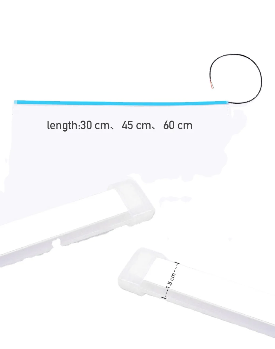 2pcs LED DRL Car Daytime Running Light Flexible Waterproof Strip Auto Headlights White Turn Signal Yellow Brake Flow Lights 12V