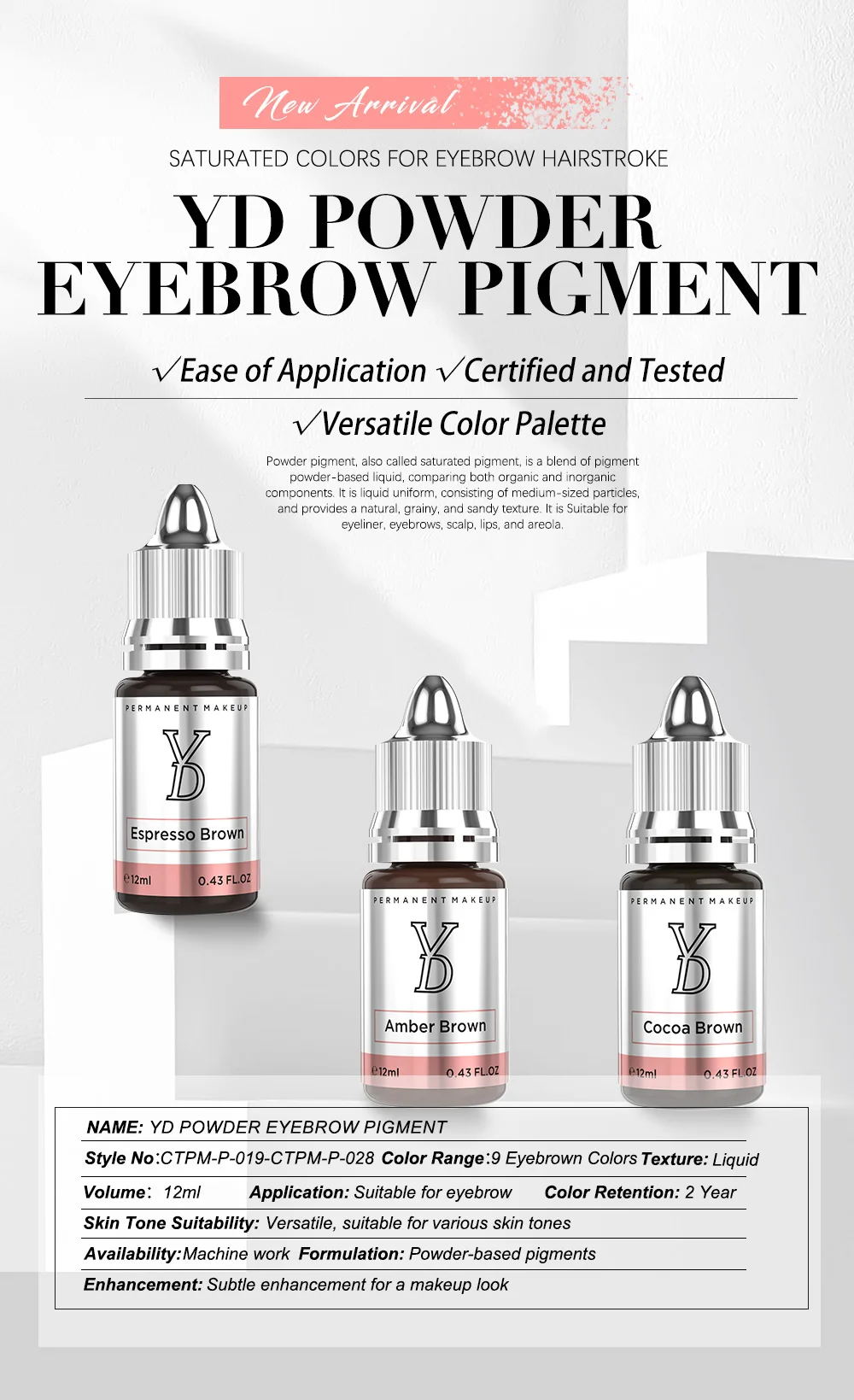 Naturalness REACH Certified Natural Permanent Makeup Pigment for Lasting Eyebrow Color