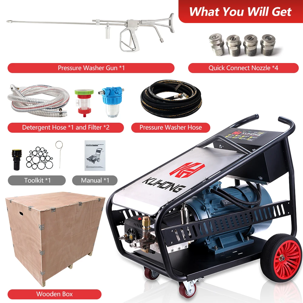 Kuhong 350Bar 5075psi 21LPM 15KW High Pressure Industrial Pressure Washer