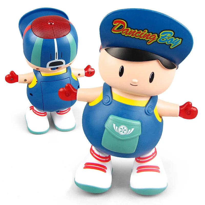 Kids Plastic Cartoon Dolls Toys Battery Operated Moving Shaking Boy Universal Electrical Dancing Toy With Music And Light