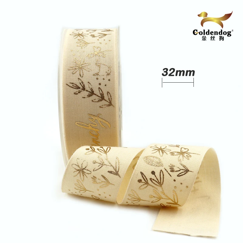 Cheap wholesale white 100% cotton custom ribbon with printed brand name logo