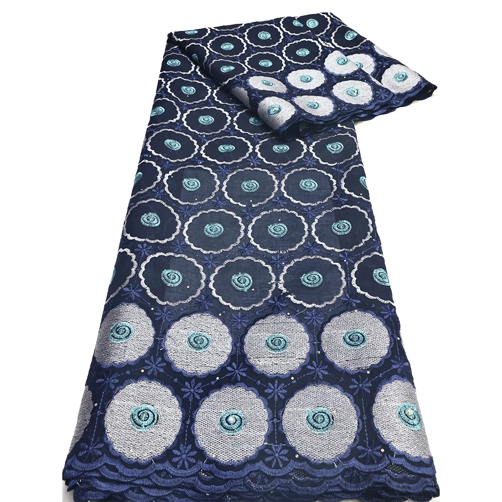 NI.AI African Lafaya Lace Cotton Fabrics Swiss Voile Lace With Stone Embroidery Flowers Fabric For Women Wedding Dress Garment