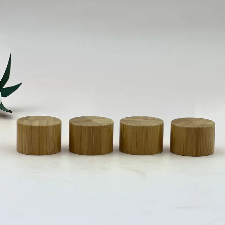 factory produced 18mm 20mm 24mm 28mm recyclable plastic lid bamboo screw cap