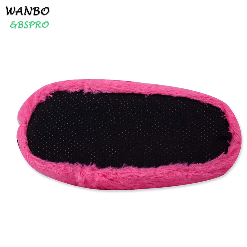 
BSPRO #CHPS0305 pink flamingo customized plush animal type slipper indoor use 