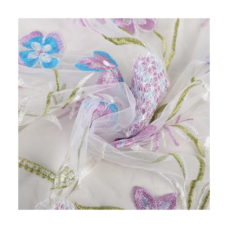 New Ramie Cotton Embroidery Fabric Small Daisy Fresh Plant Embroidery Hand Made Fashion Home Dress Fabric