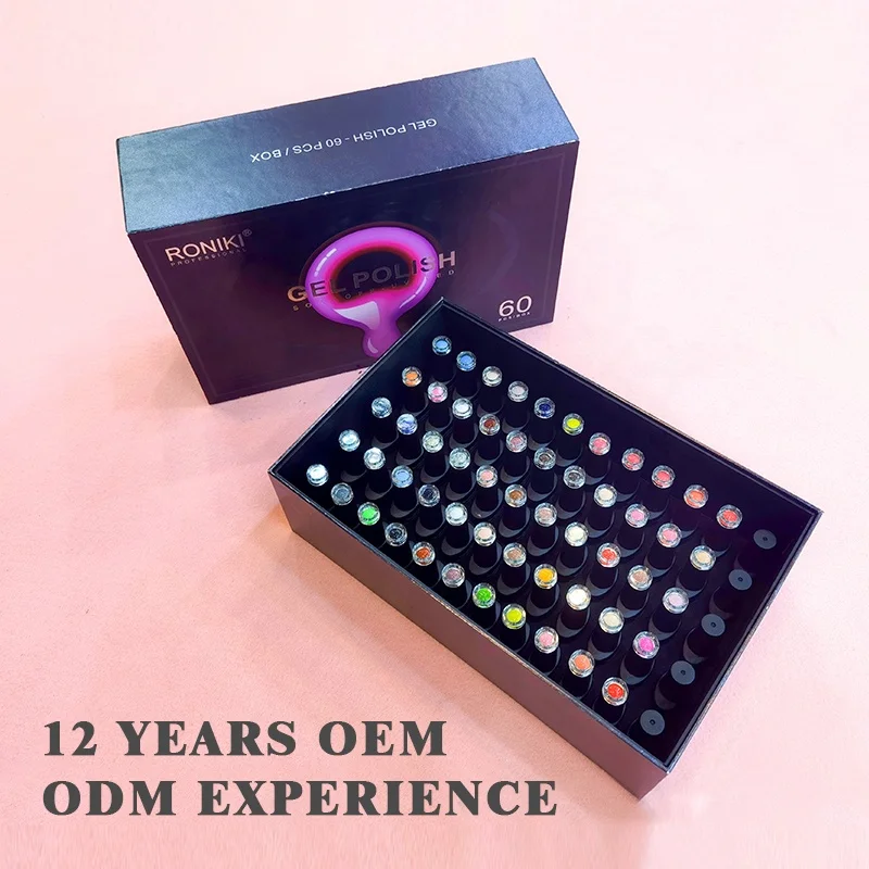 RONIKI private label color gel polish kit 60pcs nail art salon uv gel oem gel nail polish set