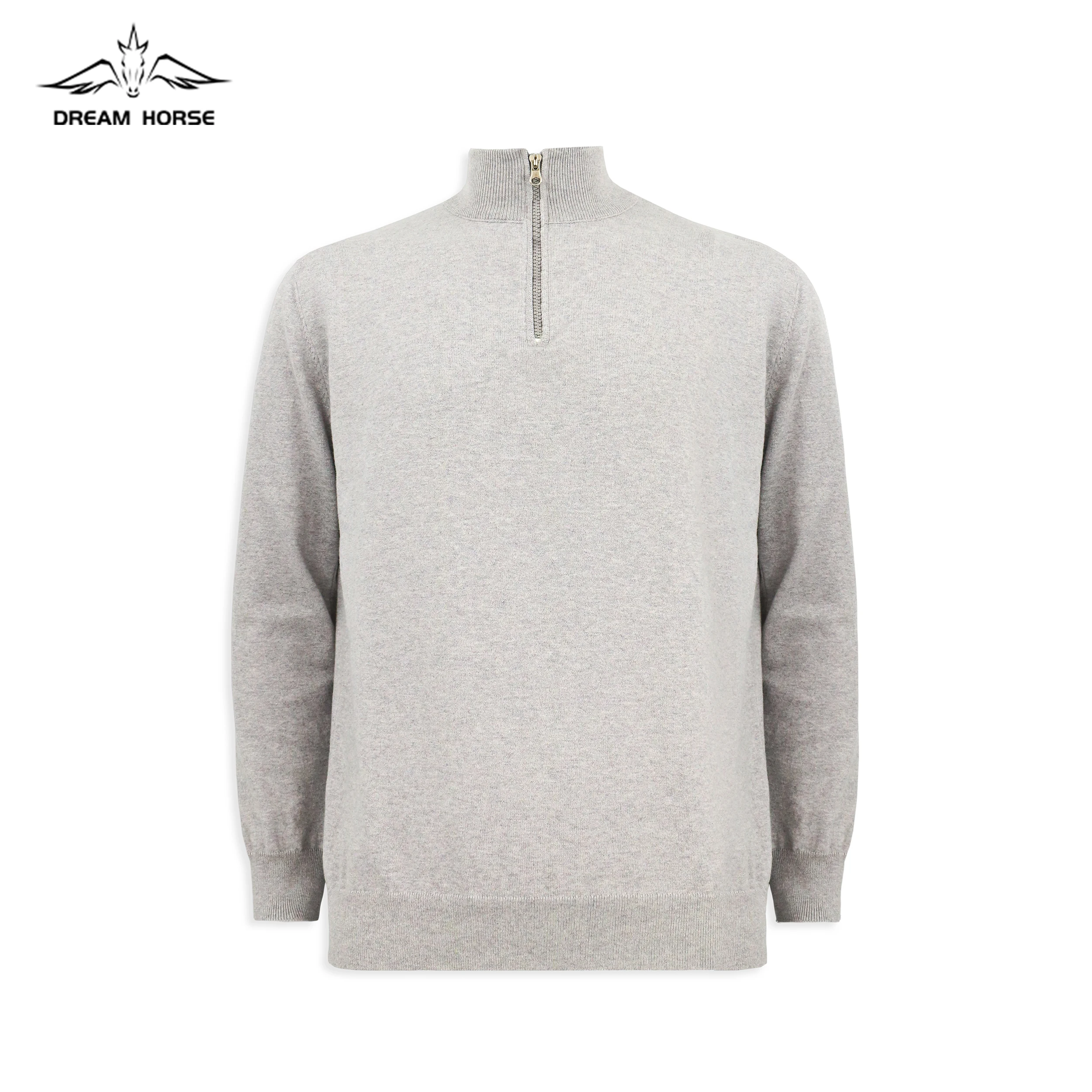 AiNear wholesale custom logo design oem & odm long sleeve high neck 1/4 zip for men cashmere loose knit pullover kashmir sweater