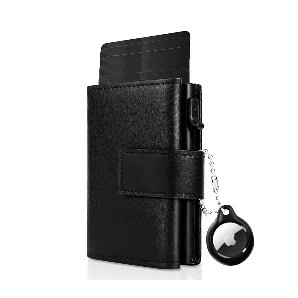 Man wallet with Airtag Holder Rfid Aluminium Card Holder with Money Clip Coin Purse airtag Wallet Small Leather Wallet Air Tag