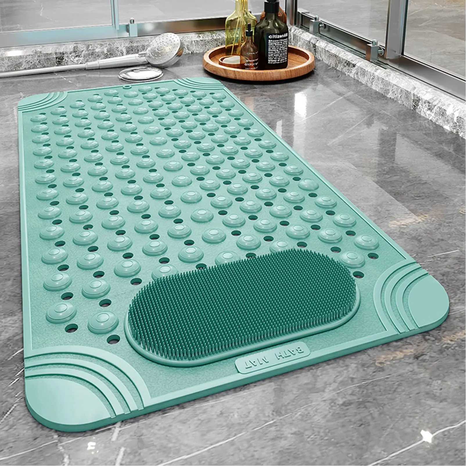 Custom Shower Bath Safety Mat PVC Soft for Tubs Function Non Slip With Suction Cups Quick Drying Shower Rug Foot Massage