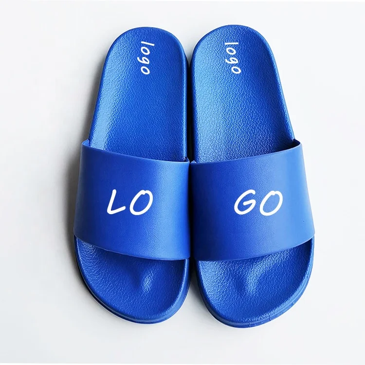 Custom Men Wholesale Beach Blue Flip flops Slide Shoes Slides Foot Wear Bathroom Anti slip Sliders Slippers for Women and kids