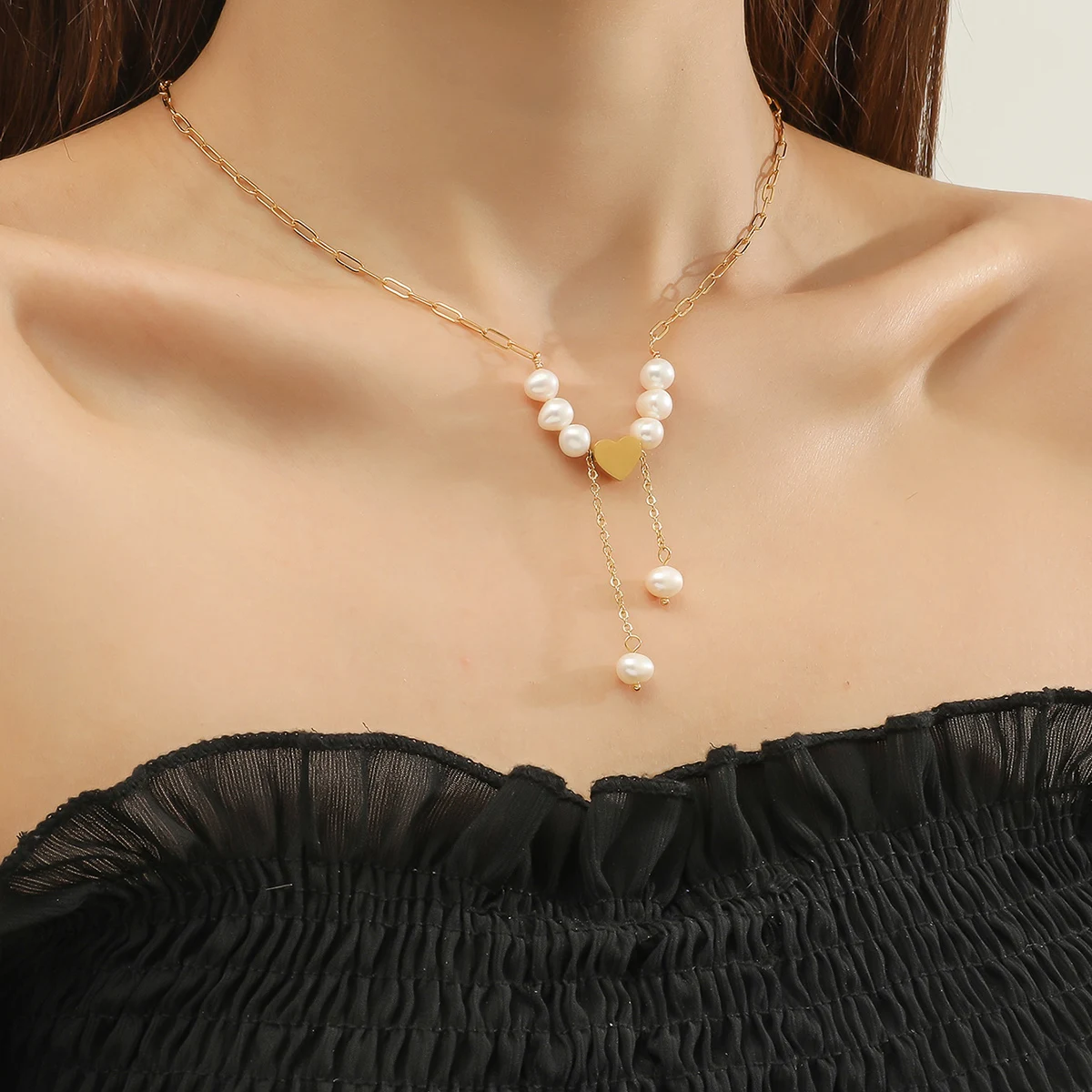 Natural Stone Pendant 304 Stainless Steel Gemstone Pearl Necklace Design Short Necklace