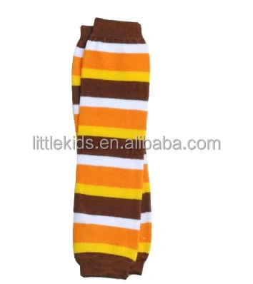 Kids Boys or Girls Thanksgiving Brown White Orange Yellow Stripes Leg Warmers Baby Leggings Wholesale