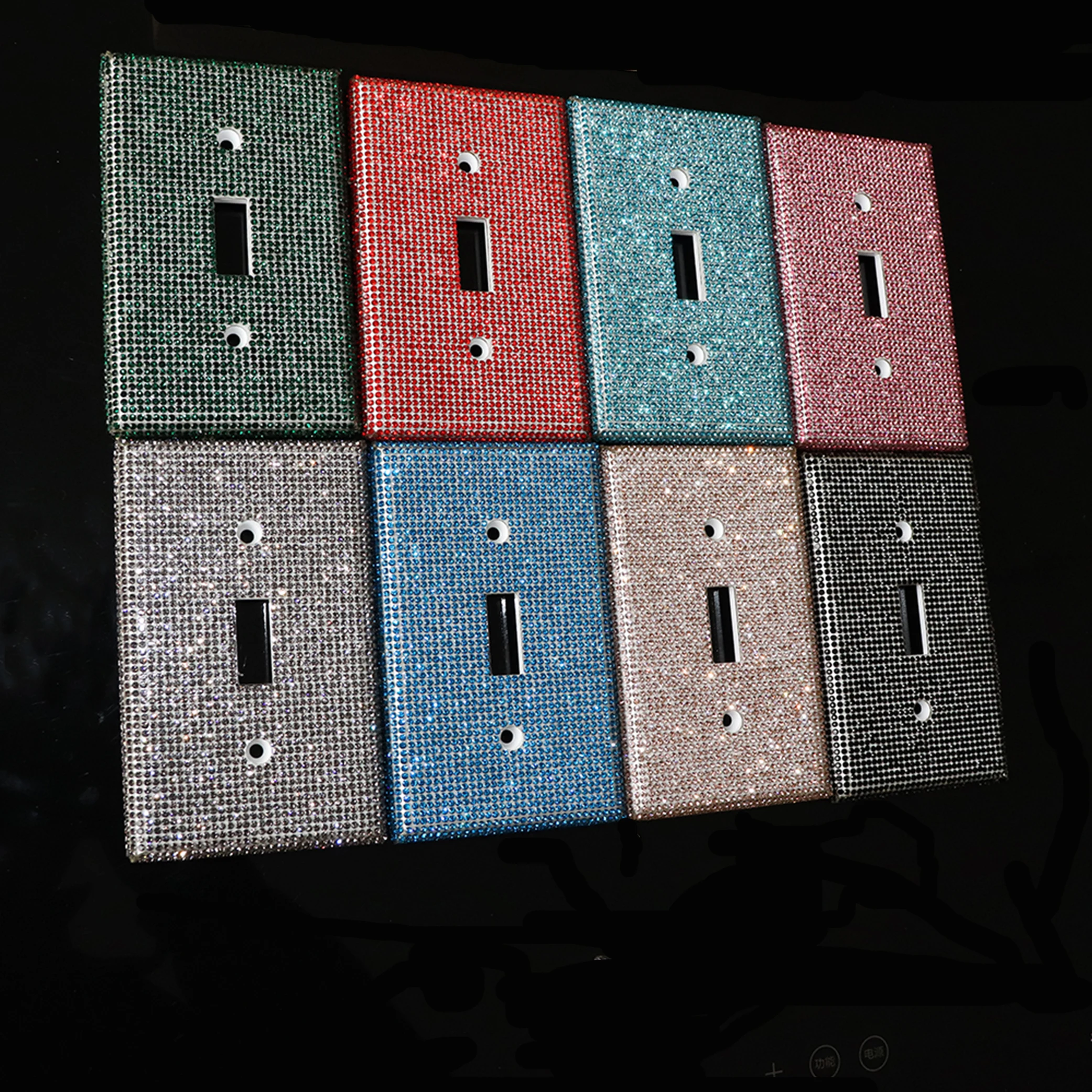 Bling Fashion Outlet Protective Crystal Diamond Rhinestones Wall Plate Panel 1 Gang Toggle Light Decorative Socket Switch Covers