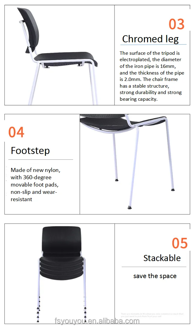 wholesale cheap adults Newest Stackable white black grey blue office Conference Waiting plastic chair