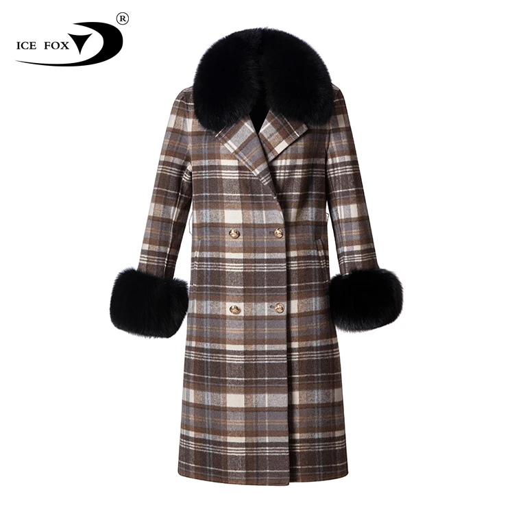 2021 Winter Lady Popular Beige Super Warm Top Quality Sheep Skin Double Woolen Coat