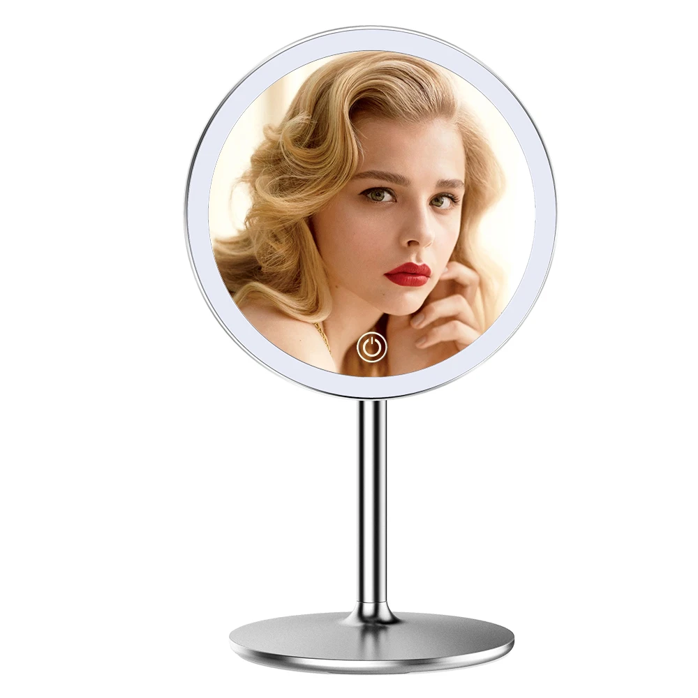 M3 Three Color Temperature Touch Adjustable Usb Rechargeable Desktop Makeup Mirror With Light