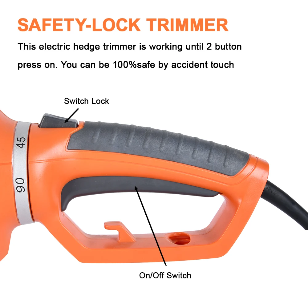 Vertak Rotatable Handle 610mm Cutting Length Electric Hedge Trimmer 650W Powerful Blade Garden Bush Cutter