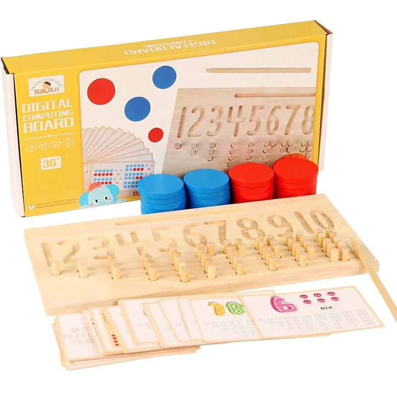 Kids Montessori Toys Educational Number Writing Practice Game Children Writing Math Study Toy Digit Matching Board Wooden Toys