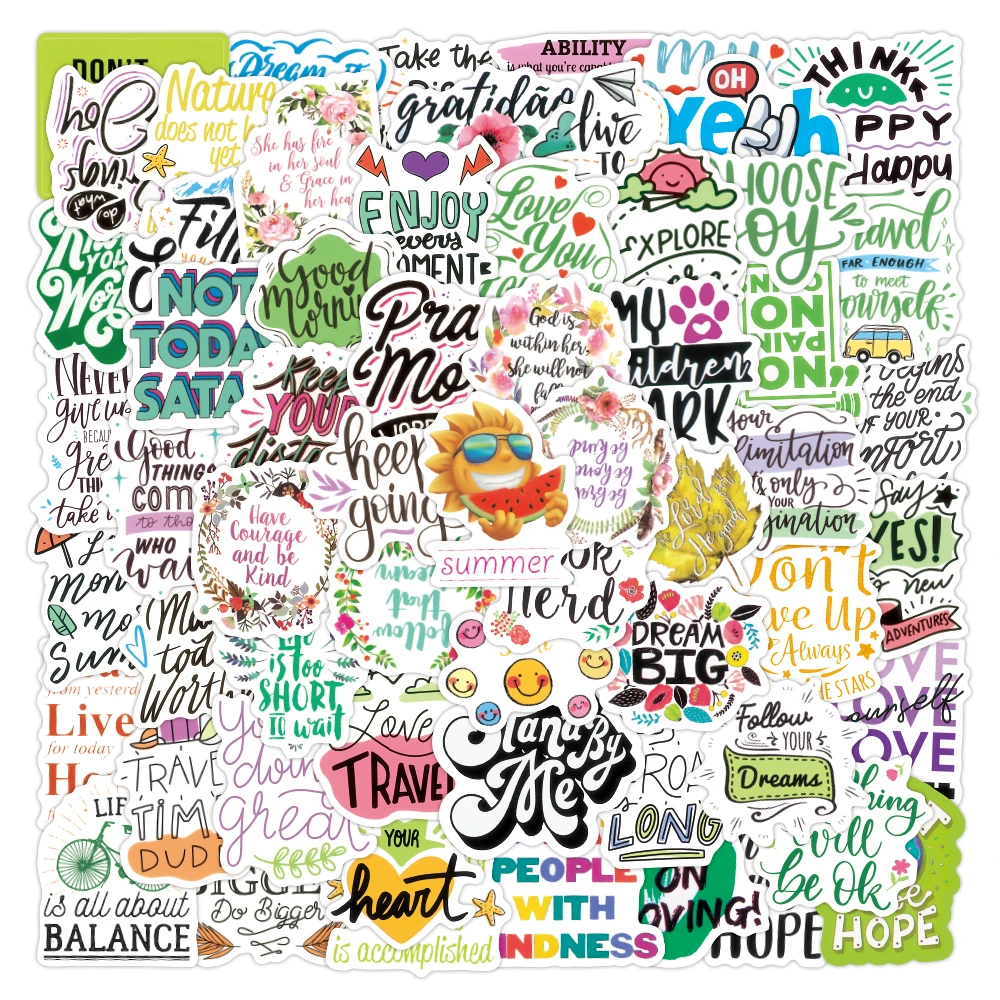 100Pcs/Bag Waterproof Inspirational Classics Cute Sticker Custom Vinyl Promotion Mobile Phone Cartoon Motivational stickers