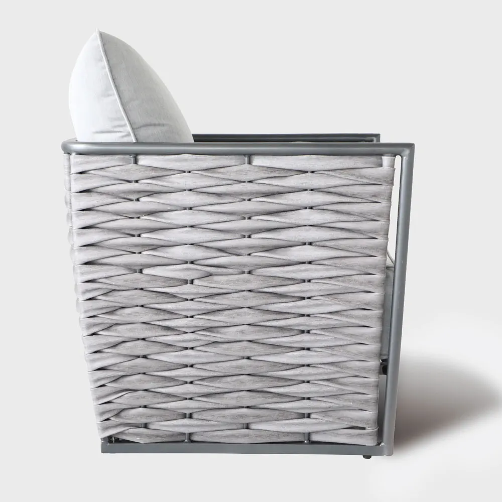 
European style leisure weaving rope outdoor garden sofa patio conversation bistro sets balcony aluminium woven strap furniture 