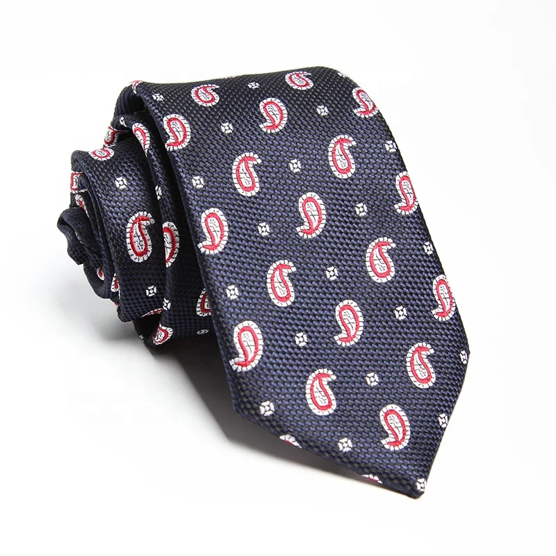 Mens polyester fabric necktie handmade jacquard business skinny ties