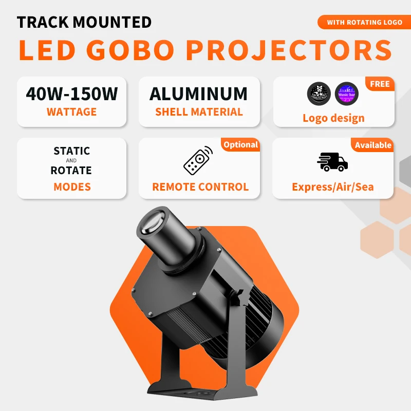 TNT Outdoor IP67 Waterproof LED Advertising Light Laser Custom Door & Floor Logo Projector Display 1-20m Aluminum Body