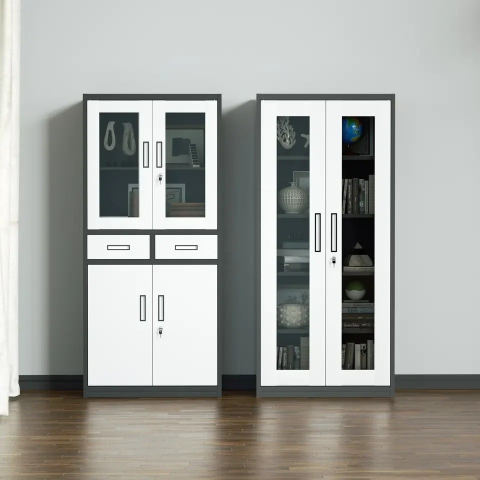 The File Cabinet Glass Door Bookcase Metal File Cabinet Office School Filing Cabinet