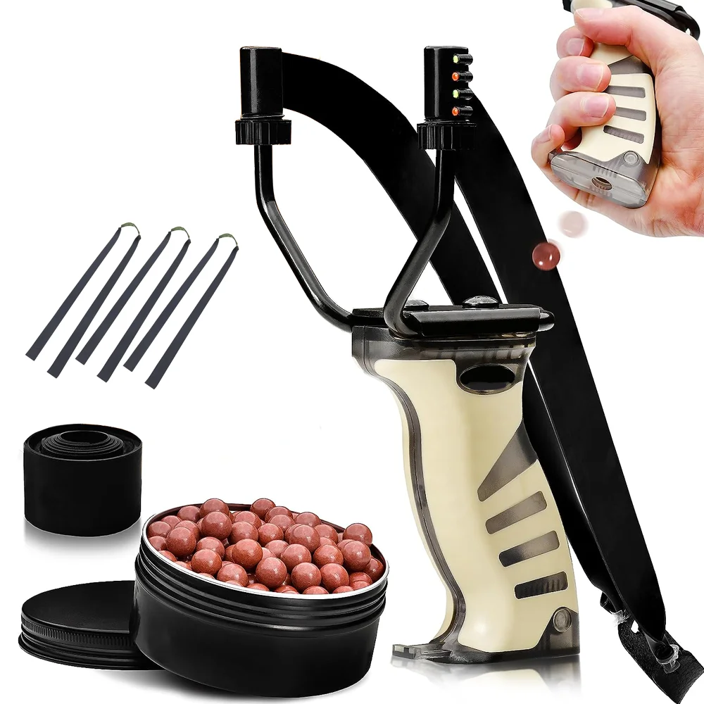 GEDENG outdoor shooting training slingshot hunting slingshot Transparent Ball Magazine Robust Slingshot Professional Set