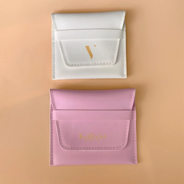 pink leather white fauxleather pouches leather faux velvet bag jewelry pouch jewelry bag vegan leather