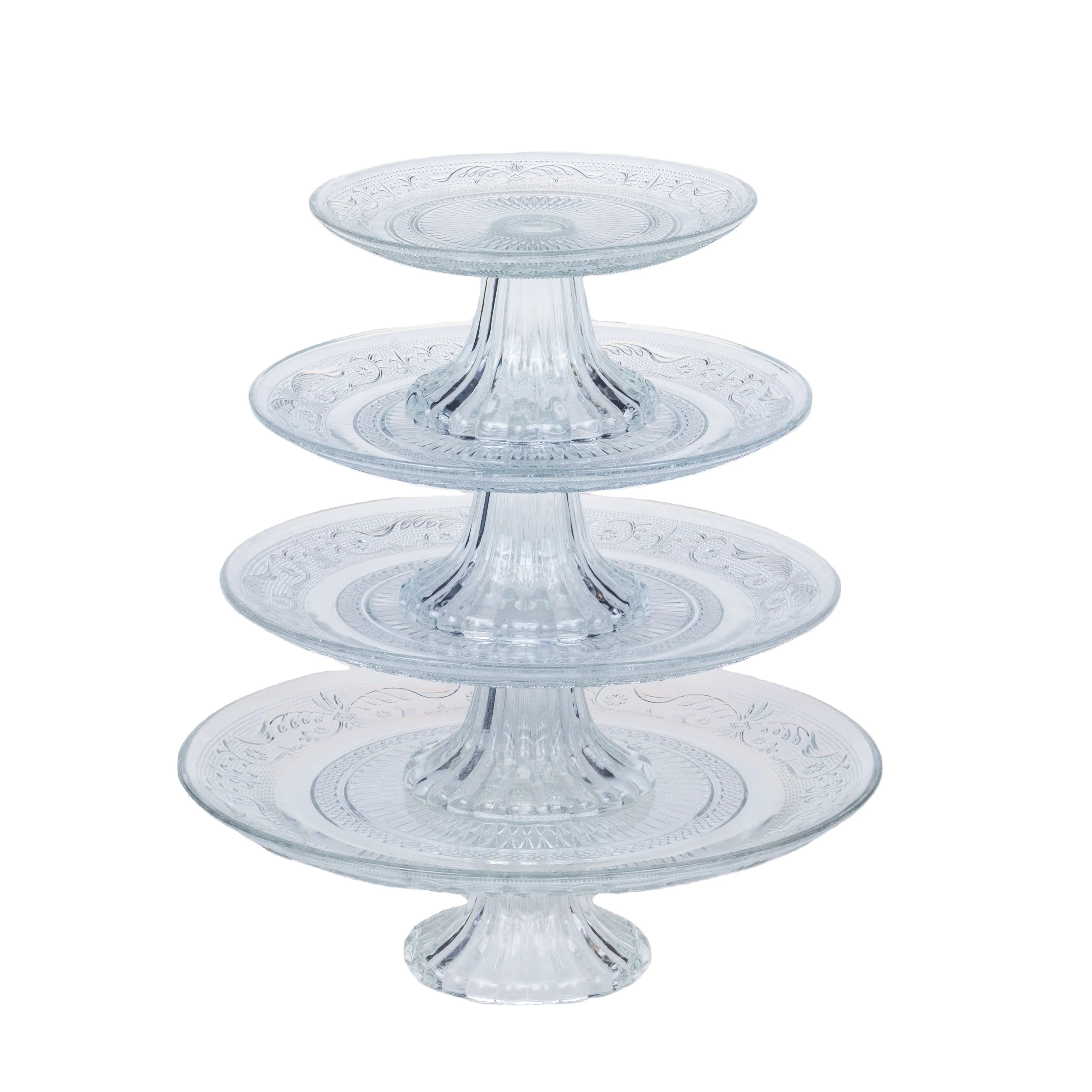 2024 Crystal clear plate glass high quality footed decorative large glass fruit plate tableware with stand