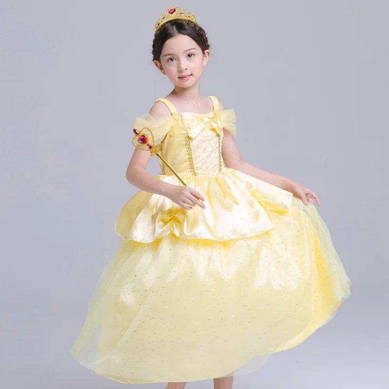 Girl Princess Dress Kids Beauty and the Beast Costume Girl Baby Christmas Princess Birthday Party Fancy Dress 2-10 Years