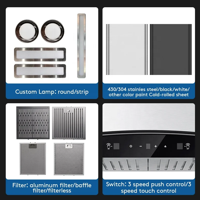 Ducted 600 CFM Kitchen Hood Insert Stainless Steel 30 Inch Exhaust Fan With Baffle Filters Range Hood