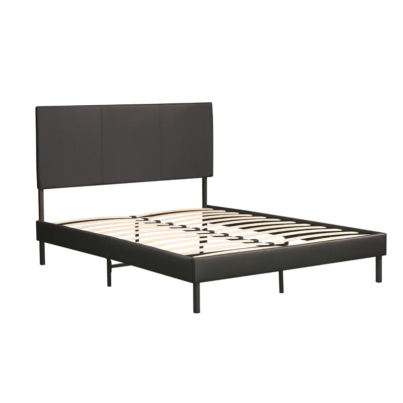 Bedroom furniture set modern king queen size iron frame leather bed