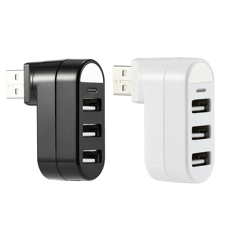 Mini 3 Port USB 2.0 Hub Rotating Splitter Adapter Hub For PC Laptop Mac Notebook