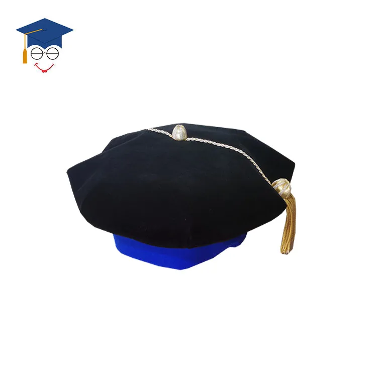 High Quality Graduation 8 Tam with Golden Bullion Tassels