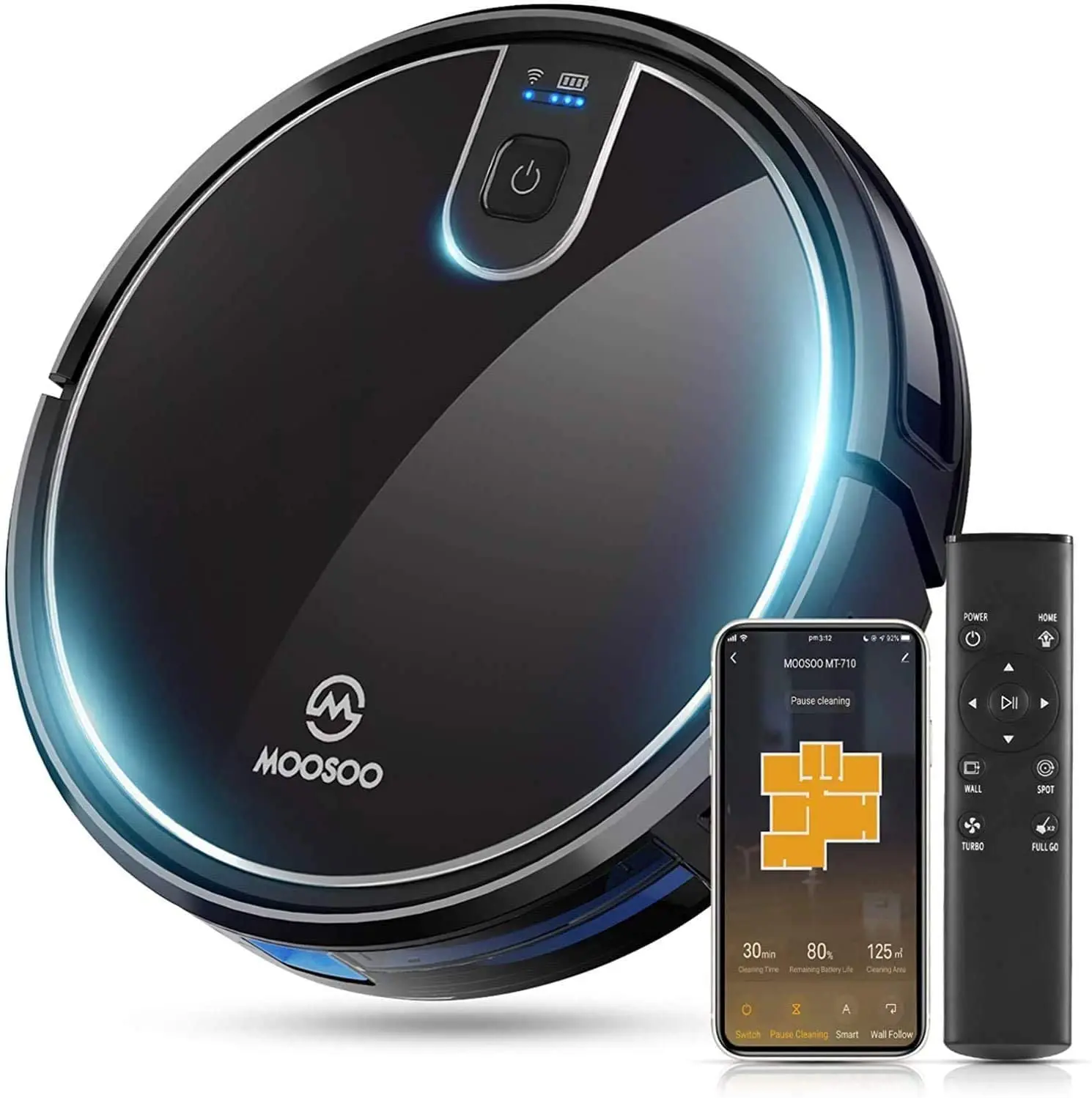 Робот-пылесос MOOSOO легко подключается к Alexa или Google Assistant голосовое управление сверхтонкий