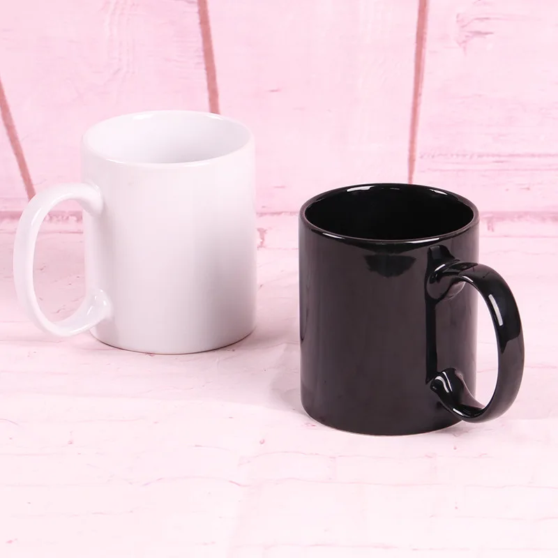 RTS 12oz colorful heat transfer porcelain coffee mug sublimation customized LOGO simple ceramic mug with handle can gift