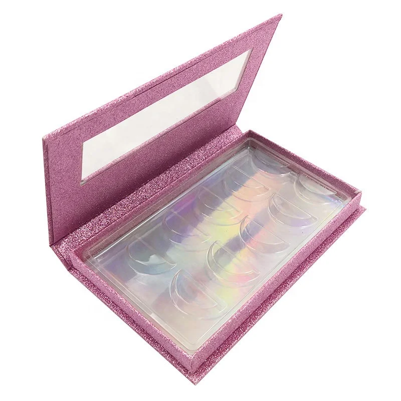 
Wholesale 3D False Mink Eyelash Packaging Empty 5 Pairs Small Glitter Lash Book Boxes 