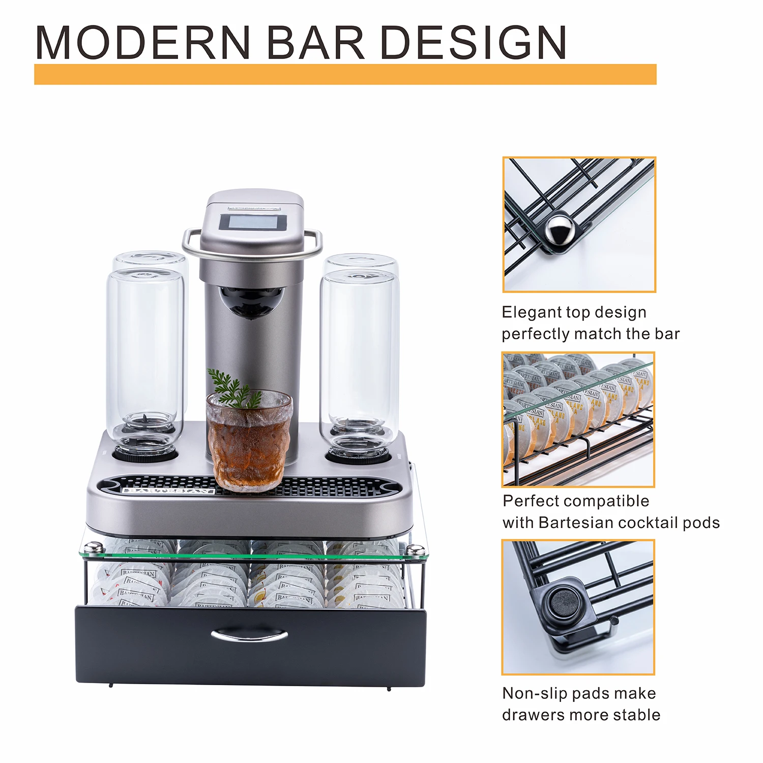 40PCS Glass Top Cocktail Beverage Bartesian Pod Holder Cocktail Capsule Holder coffee pod Cocktail Pod Holder